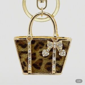 Leopard Print Keychain with Gold Accents